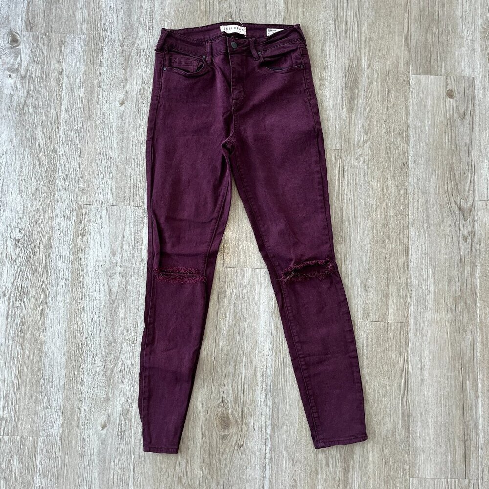 Womens Bullhead High Rise Skinniest Dark Burgundy Jeans - 27